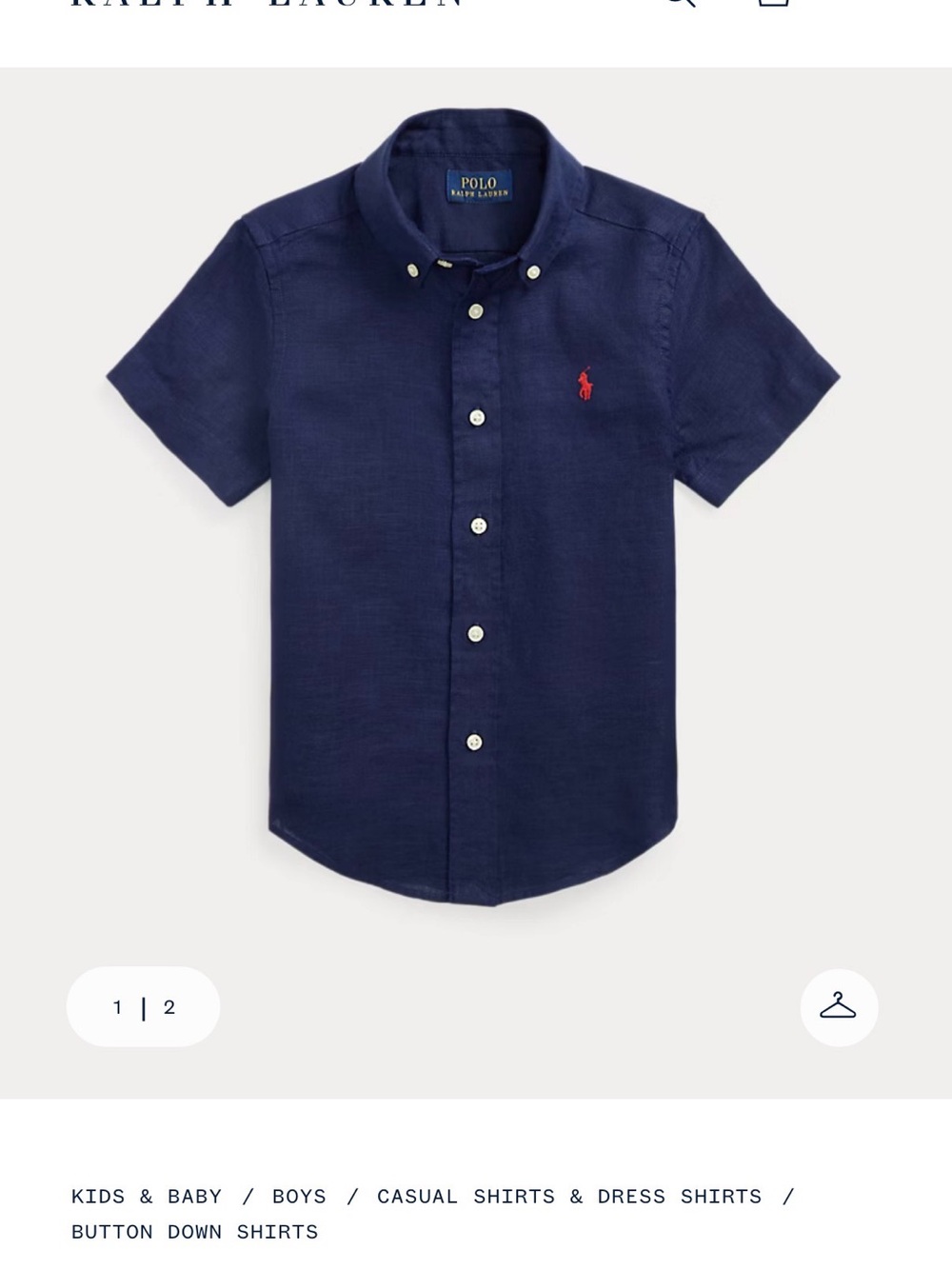 Polo by Ralph Lauren linen Navy Short-Sleeve Button-Down with Red Pony